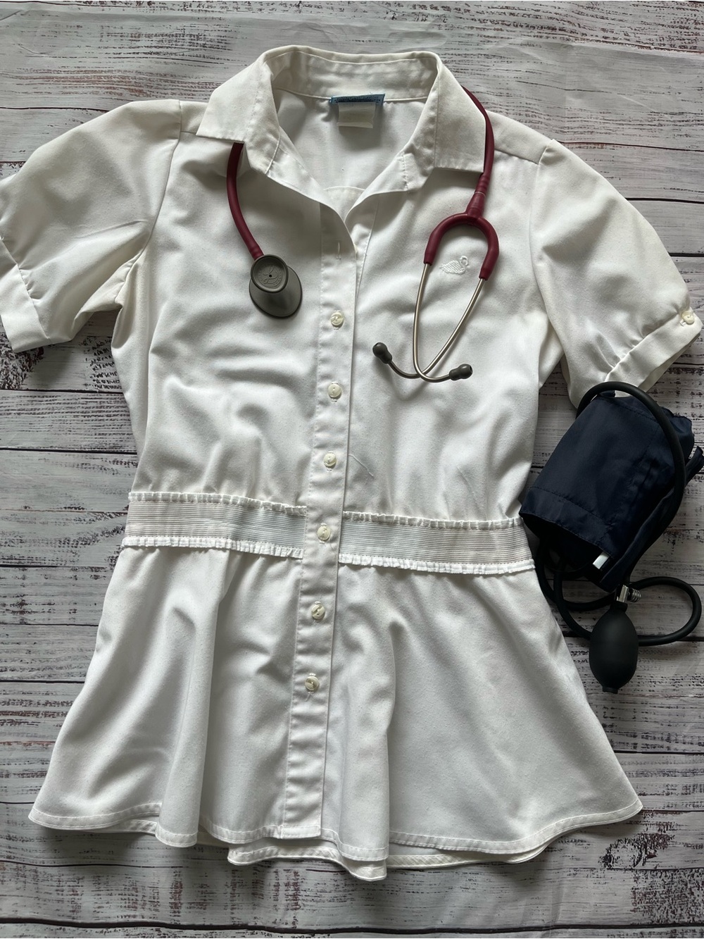 Vintage 70s 80s White Swan Nurses Top uniform cosplay bedroom Halloween